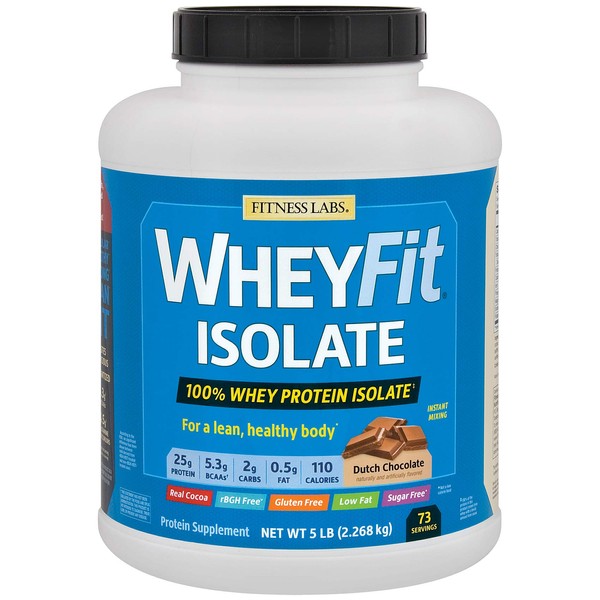 Fitness Labs WheyFit Isolate - 100% Whey Protein Isolate (5 Pounds, Dutch Chocolate)