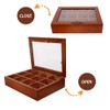 Wooden Tea Bag Storage Box with 12 Compartments, Plexiglass Lid,
