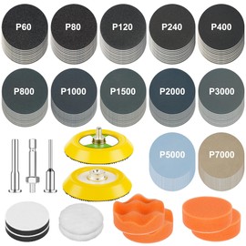 133pcs 3 Inch Sanding Disc Drill Polishing Kit Sanding Attachment, Headlight Restoration Kit, Hook and Loop Sanding Pads 60 to 7000 Wet Dry Sandpaper, Drill Sanding Attachment for Car, Wood, Metal