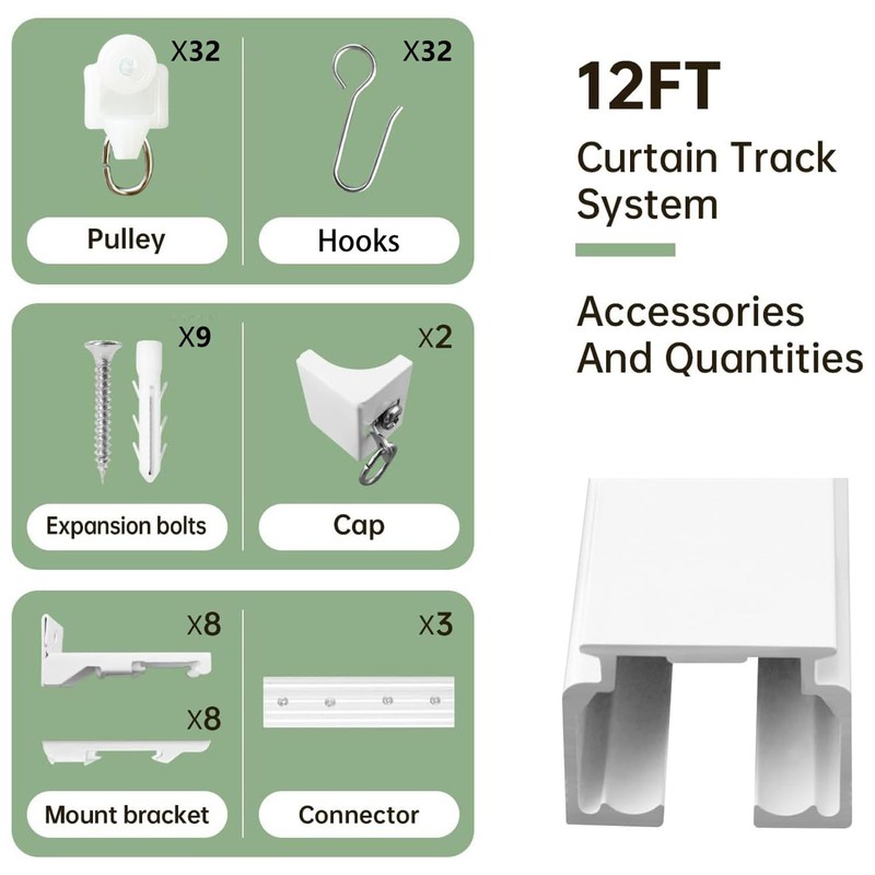 MaKefeile Curtain Tracks Ceiling Wall Mounted Heavy-Duty Curtains Rails Room
