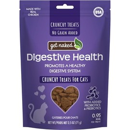 Get Naked Digestive Health Crunchy Cat Treats 2.5oz - Chicken Flavor, Grain-Free Cat Probiotics for Indoor Cats, Supports Healthy Digestion, Dental He
