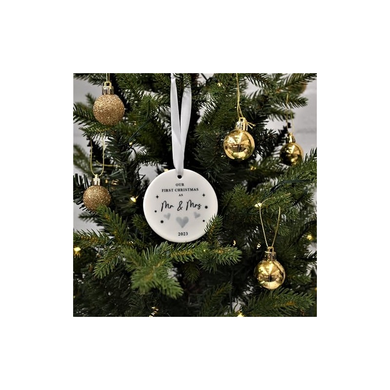 "First Christmas as Mr & Mrs" - Ceramic Bauble Ornament: