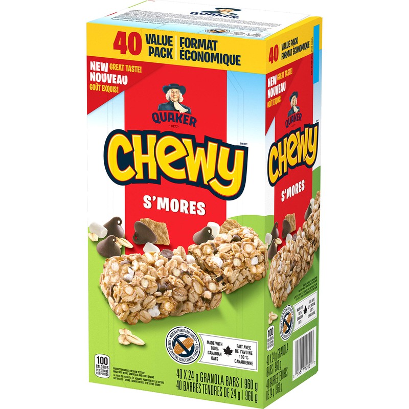QUAKER CHEWY, S'Mores Granola Bars, 960g/33.9 oz.,(40 Count) {Imported from