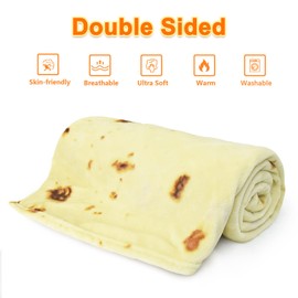 Bold And Brash Burrito Tortilla Blanket, Novelty Food Throw Blanket for Adults Kids, 300GSM Fluzzy Flannel Plush Blanket Double Sided for Bed Couch Travel Picnic Beach, 60 Inch