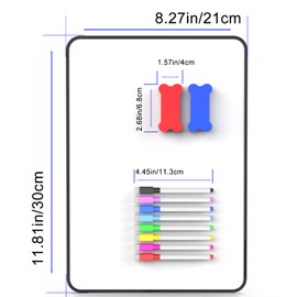 OWill Double Sided A4 Magnetic White Board for Kids Small Whiteboard Writing Learning at Home&Classroom, Mini Whiteboard with 8 Markers & 3 Erasers