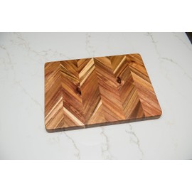 Lipper International Acacia Herringbone Rectangular Cutting and Serving Board with Inset Handles for Chopping Meats, Fruits and Vegetables, Medium, 12" x 16" x 1" Thick