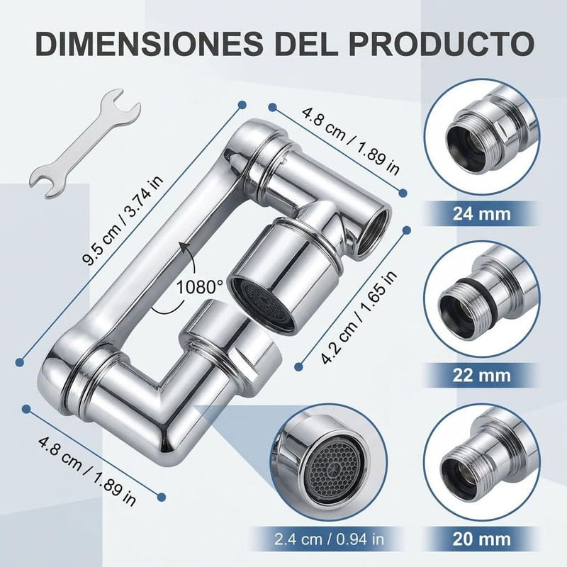 Aireador Extensor de Grifo Giratorio de 1080, Universal Extension de