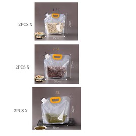 6 Pack Food Storage Bags Moisture Resistant Sealed Standing Large Reusable Sealed Bag with Handle and Cap BPA Free