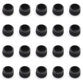 VZU 20 PCS 25mm Round Tube Plugs, Black Nuts, Thickened Wear-Resistant Noise-Reducing Non-slip Rubber End Caps, Suitable for Stainless Steel Tubes Chair Desk Table Legs (20pcs End Cap-ID25mm)