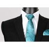 Alizeal Paisley Men's Gradient Tie and Pocket Square Set, Turquoise