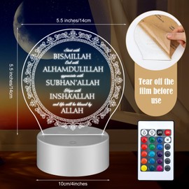 Qinyoung Eid Ramadan Mubarak Decoration Islam Ramadan Light LED Start and End with Allah LED with Remote 16 Color Flashing Muslim Gifts Family Desktop Night Lamp Ornaments for Believer Al Fitr Party