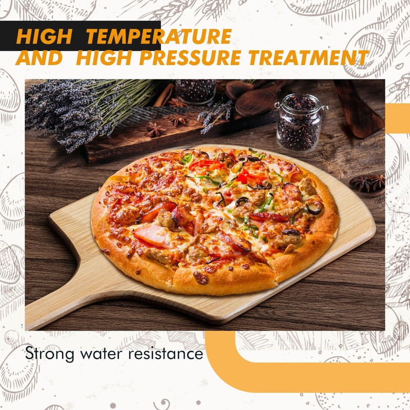 Bokon 2 Pack Wooden Pizza Peel, 16 x 14 Inch