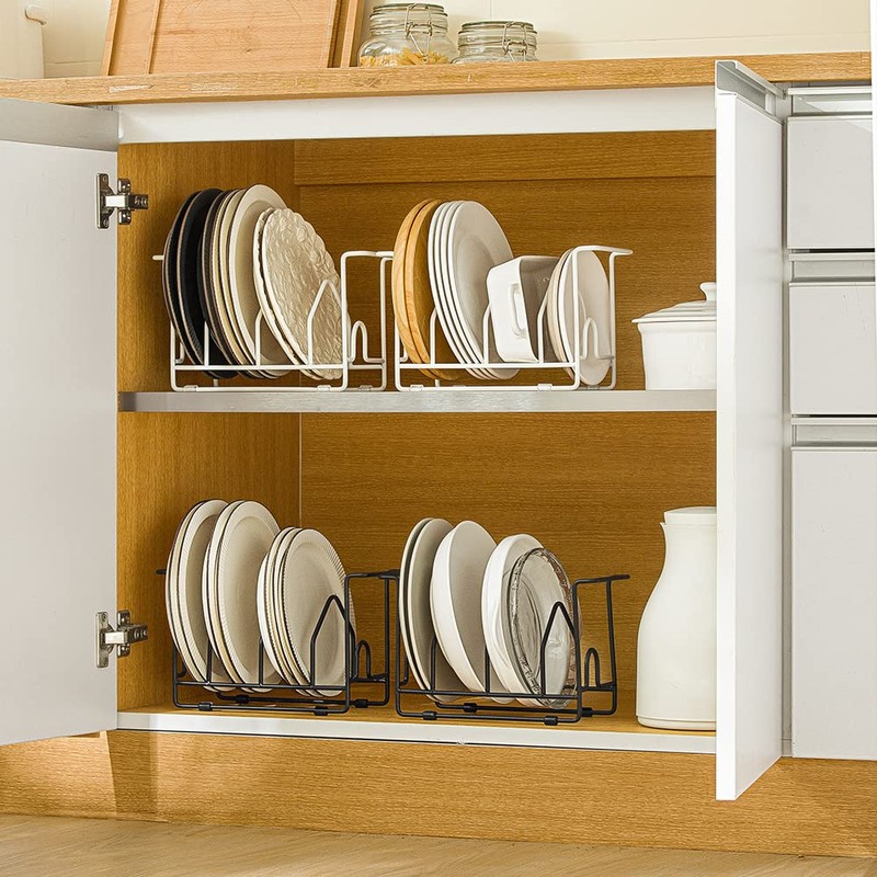 Poeland Plate Holders Organizer, Dish Drying Rack for Kitchen Cabinet