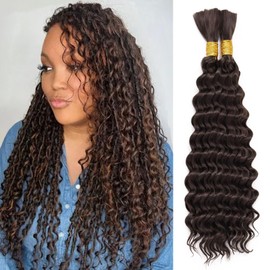 Dorsanee Deep Wave Bulk Hair for Braiding 20 Inch 2 Bundles 200g Chocolate Brown Curly Braiding Hair for Boho Braids No Weft Wet and Wavy Braiding Hair Extensions (#4,100g/bundle)