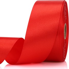 NISDOCF Red Ribbon-1-1/2 Inch 30 Yards Red Solid Satin Ribbon for Gift Wrapping,Craft Floral Bouquets,Wedding Party,Timeless Flower,Decoration Floral Hair,Balloons