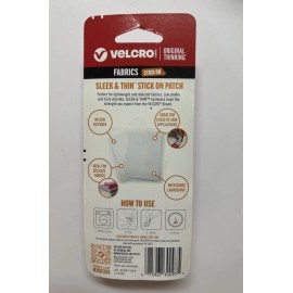 VELCRO VEL-30097-USA 6" X 4" 1 CT 6/24 SLEEK AND THIN STICK ON TAPE WHITE - NEW