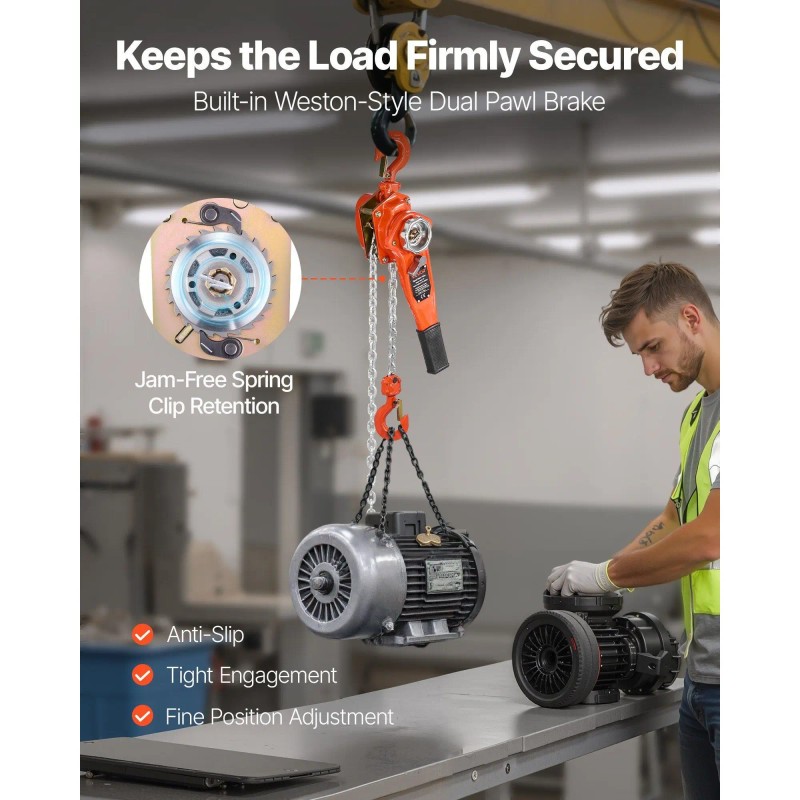 Manual Lever Chain Hoist 3/4T 20M Lift G80 Steel Dual