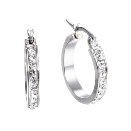 Aretes Arracadas Coquetas Acero Inoxidable Zirconias Blancas (Plateado)