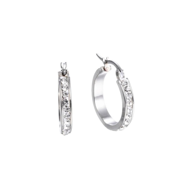 Aretes Arracadas Coquetas Acero Inoxidable Zirconias Blancas (Plateado)