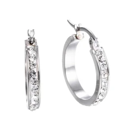 Aretes Arracadas Coquetas Acero Inoxidable Zirconias Blancas (Plateado)