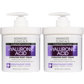 ADVANCED CLINICALS 2 PACK SET - CREMA CORPORAL ACIDO HIALURONICO HIDRATACION CON ACEITE DE BORRAJA, ESCUALANO Y VITAMINA E 454GR/CU