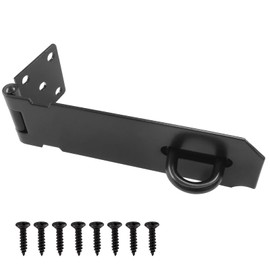Hitefu Security Door Hasp Latch Lock, Black Hasp Lock with Screws, 5 Inch Stainless Steel Door Hinge Lock for Cabinets, Chest Latches, External Doors, Pet Cages