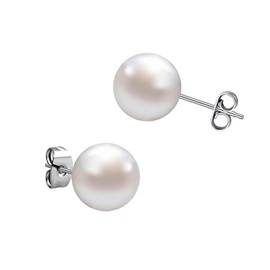 8 Pairs of Pearl Earrings, Pearl Earrings Silver 925 Pearl Stud Earrings Girls Fashionable, Pearl Women's Earrings, 3/4/5/6/7/8/10/12 mm for Women Love Pearl Earrings Silver Pearl, Imitation pearl