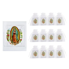 12 Pcs Virgen De Guadalupe Prayer Books Bulk for Baptism Wedding Quinceañeras Party Favors,Recuerdos Para Boda Bautizo 15 Años Quinceañeras En Español,Centros De Mesa Mi Primera Comunion Decoracion