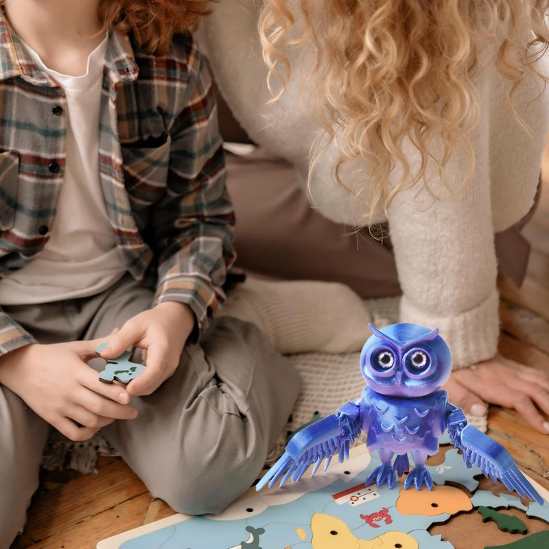 WUALAIER 3D Printed Owl Toy Flexible Jointed Owl Decor &