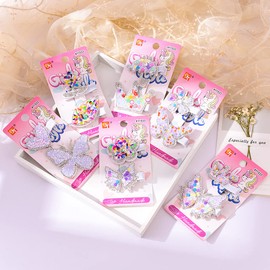 24 Pcs Hair Clips Handmade Cute Colorful Assorted Character Designed Hairpins Accessories Sets for Girls Kids Babies Teens Women All Ages (White Sparkling)