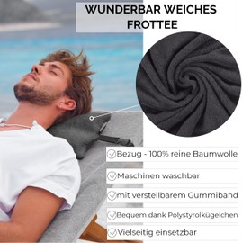 CalmyBEACH Beach Cushion Filled with Attachment Strap 32 x 20 cm Anthracite
