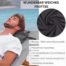 CalmyBEACH Beach Cushion Filled with Attachment Strap 32 x 20 cm Anthracite