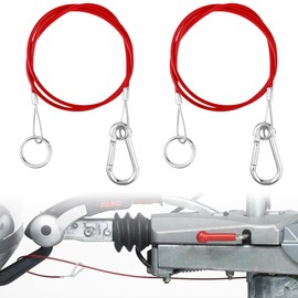 CZlinOduMMX 2 Stück Edelstahl Abreißseil für Anhänger, 1m Bremsseil Anhänger Fangseil, Ø 4 mm Kraftvoll Bremsseil Anhänger, Fangseil Sicherungsseil für Gängigen Gebremsten Anhänger, Wohnwagen - Rot