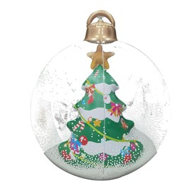 23.6in Inflatable Christmas Balls with LED Giant Light Up Decorated Ball PVC Foldable Clear Remote Control Outdoor Decoration for Holiday Xmas Tree