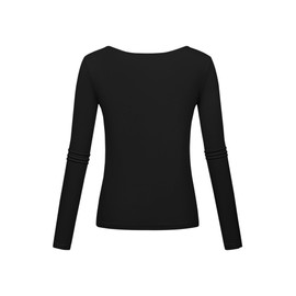 Long Sleeve Tee Shirts for Womens Black Going Out Tops V Neck Y2K Soft Lightweight Fall Clothes for Women 2025 (Black Large)