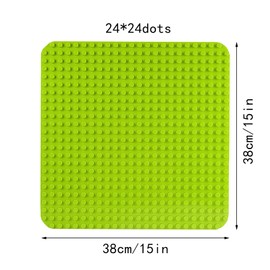 2 Baseplates for Large Blocks, Baseboard Compatible with Duplo & Mega, Learning and Educational Building Toy for Toddlers (15 x 15 Inch,Light Green)