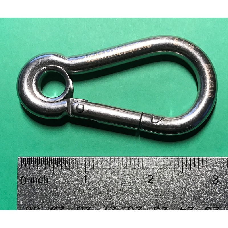 US STAINLESS Stainless Steel 316 Spring Hook with Eyelet Carabiner
