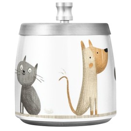 Dallonan Home Ashtray Stainless Steel Smokeless Odorless Windproof Ashtrays for Indoor Outside Patio Office Tabletop with Lid Cute Cool Ashtray Four Cartoon Dog