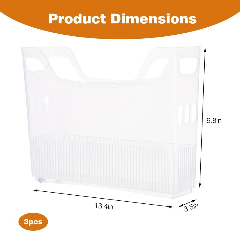 OMISTAR 3 Pcs Clear Plastic Pantry Storage Organizer Bins, 13.4