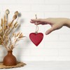 Set of 8 Red & White Heart Pendants 4.5 x