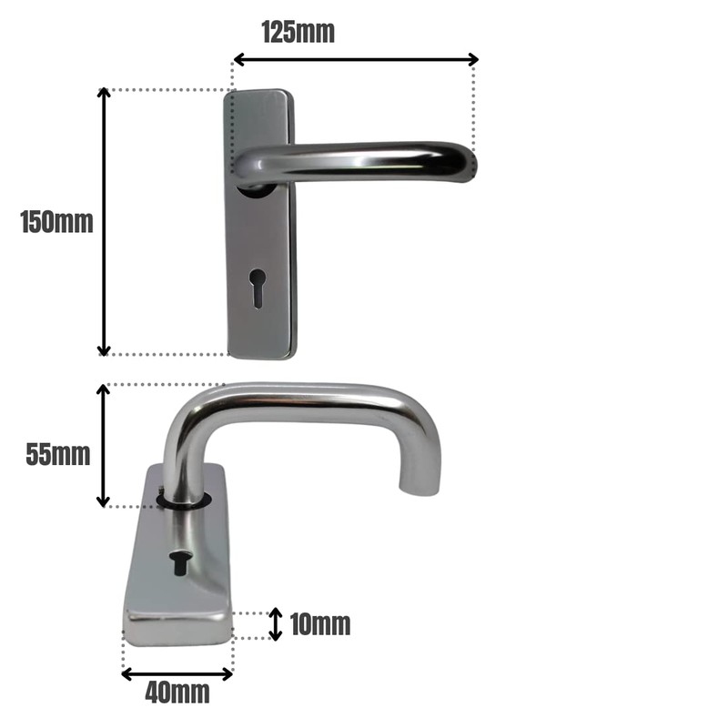 VIBE Round Bar Lever Lock on Polished Anodised Aluminium Door