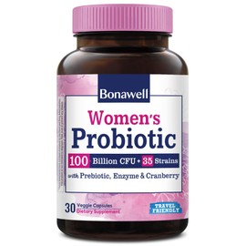 Probióticos para mujeres 100B, con prebióticos, enzimas digestivas y arándano orgánico para la salud vaginal, la digestión y la inmunidad femeninas.  