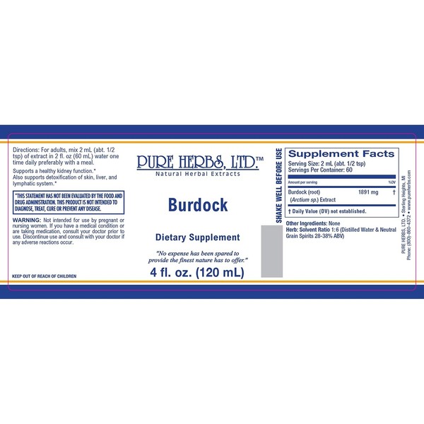 Pure Herbs, Ltd. Burdock (4 oz.)
