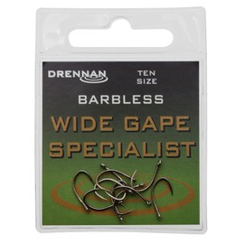 Drennan Wide Gape Specialist Barbless Hooks Size 10 Qty 10