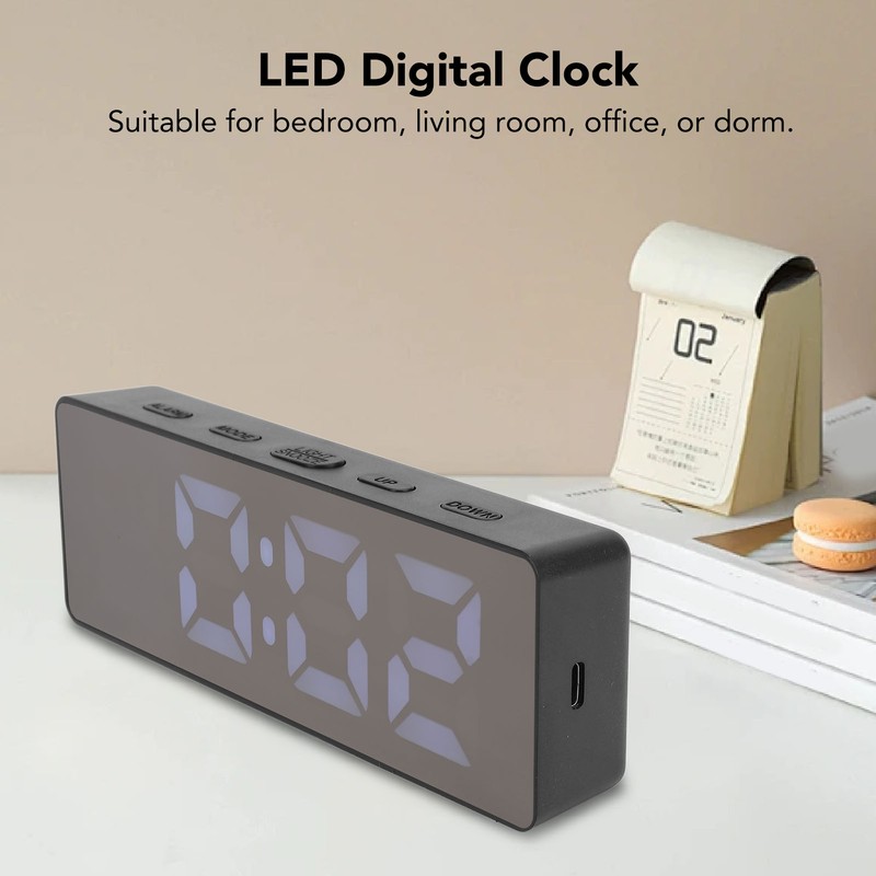 LED Digital Alarm Clock Time Date Temperature Display Stylish Look