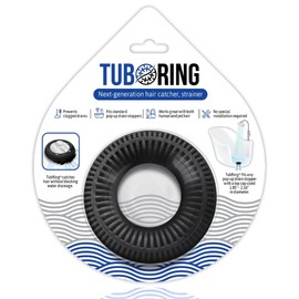 Hair Catcher for Shower Drain & Bathtub – TubRing Pop-Up Drain Protector & Strainer, Reusable Silicone Stopper for Bathroom Clog Prevention, Fits 1.85"–2.16" Drains | Black