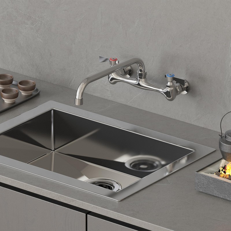 GIMILI Commercial Sink Faucet with 12” Swivel Spout Polish Chrome