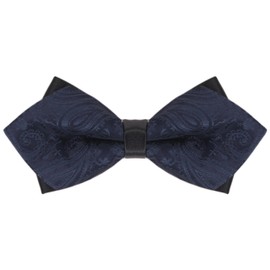 SUPKID Men's Bow Tie - Exquisite Pointed Design with High - Density Weave & Durable Alloy Clasp. Ideal for Weddings, Graduation Ceremonies, Formal Galas and Special Parties - Navy Blue Paisley