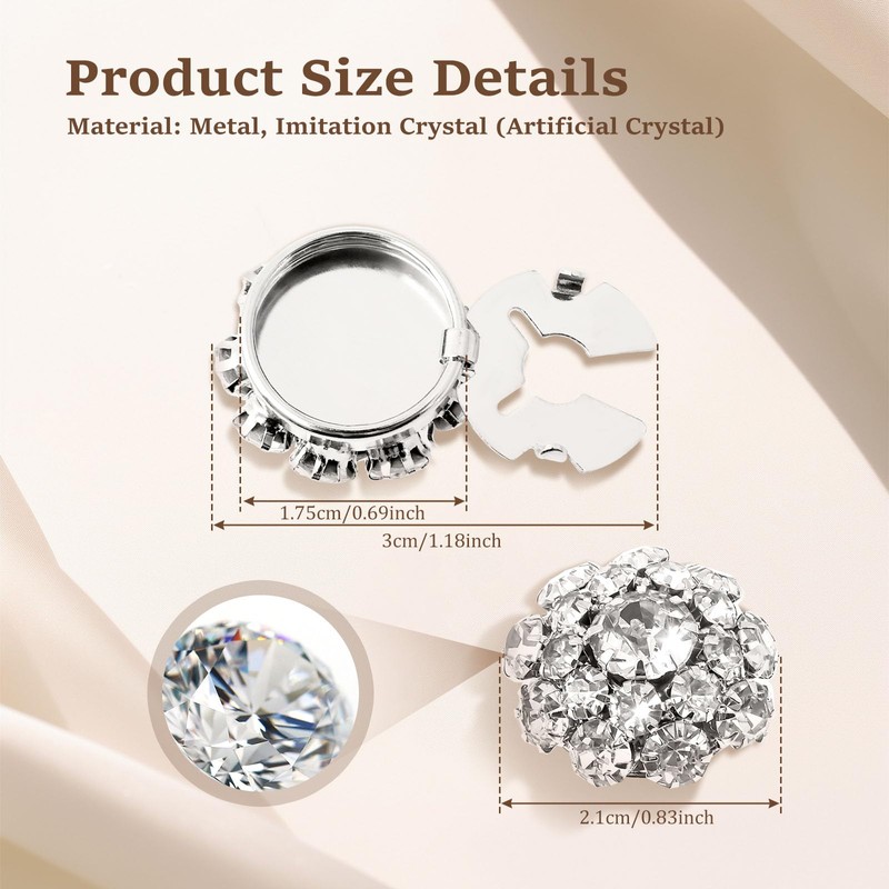 6 Pcs Rhinestone Button Cover Decorative Button Cover Clip Easy