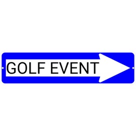 Work House Signs Golf Event Directional Sign – 24" x 6" Durable Aluminum Composite – For Tournaments, Courses, Driving Ranges, Charity Events, Golf Clubs, Paths, Parking - Blue, Right Arrow